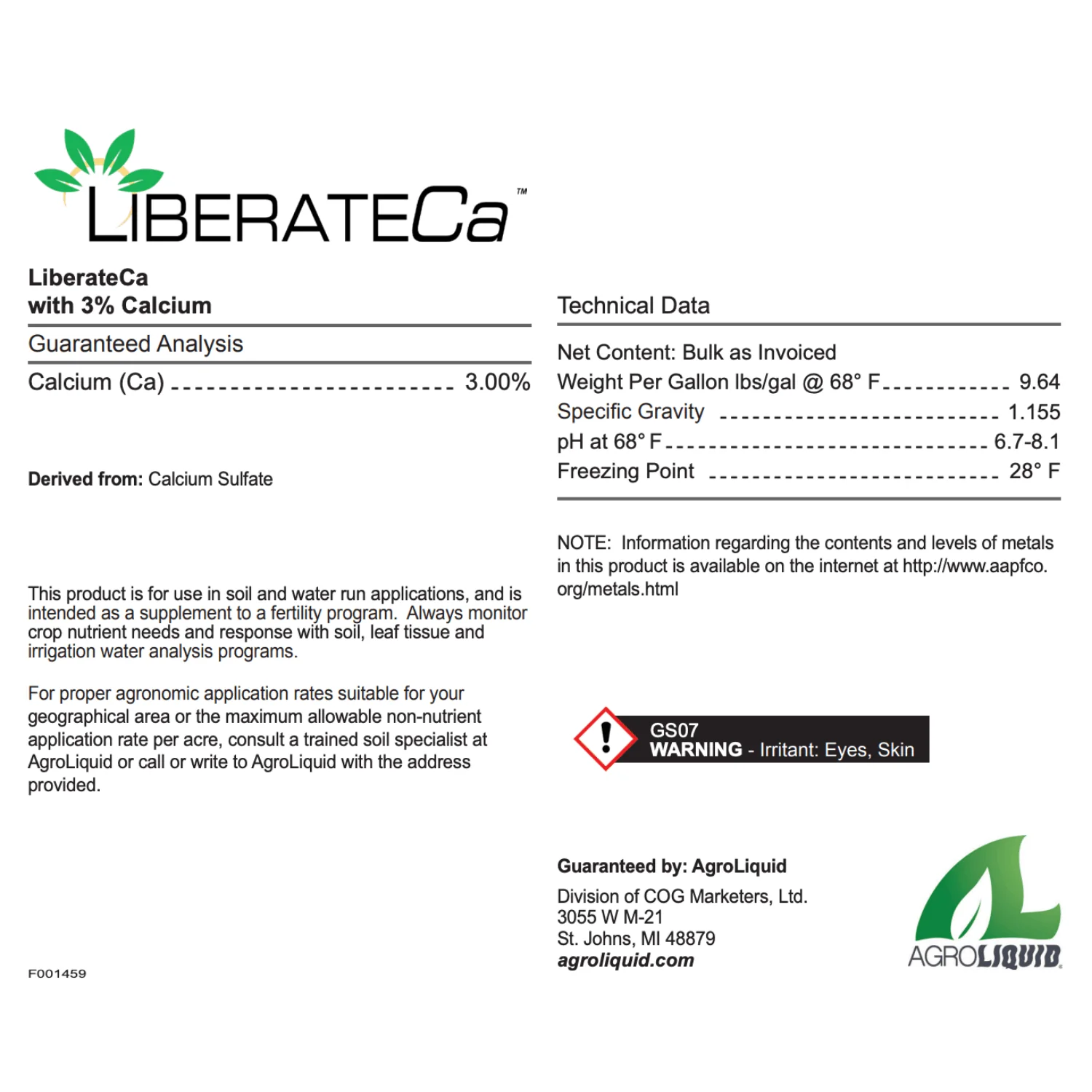 AgroLiquid® LiberateCa Liquid Calcium Fertilizer - BULK - Image 3