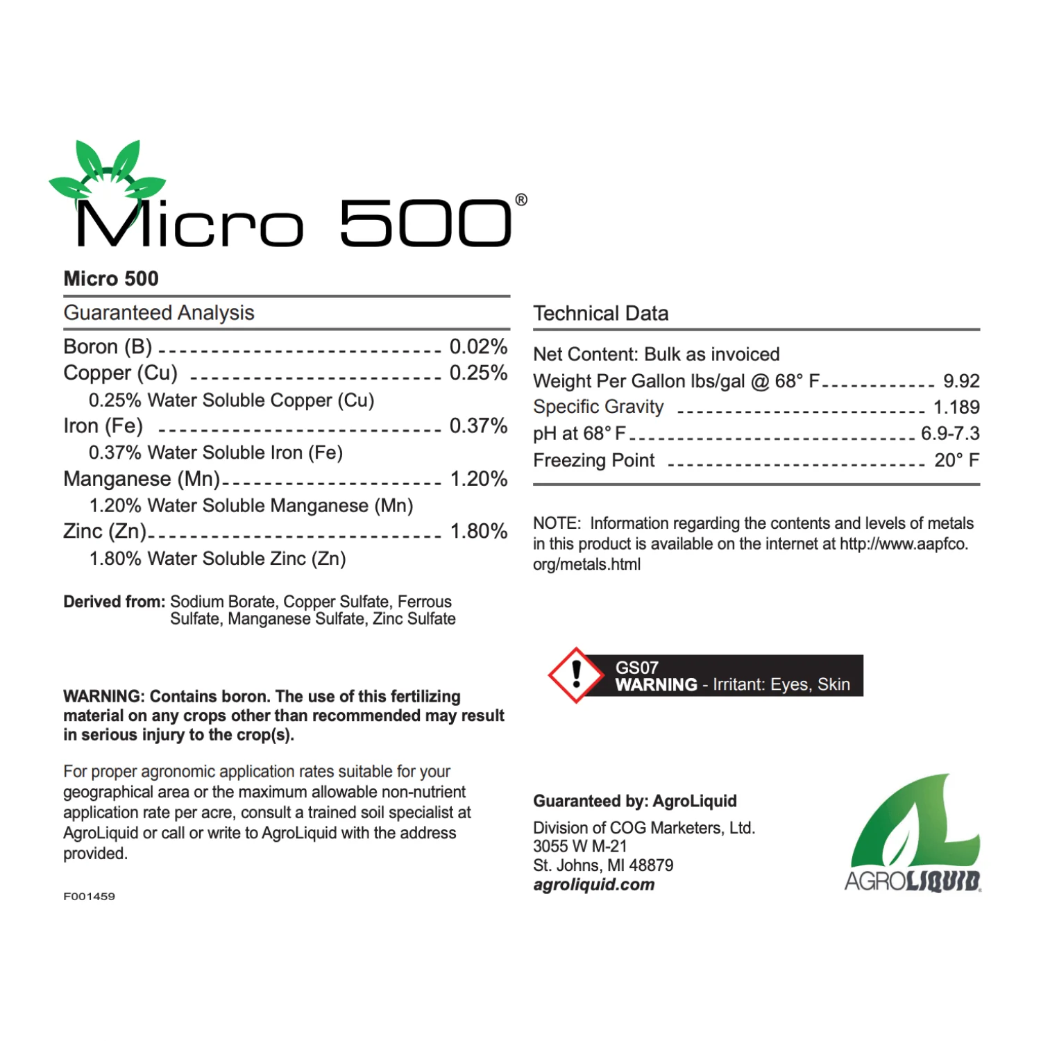 AgroLiquid® Micro 500 Liquid Micronutrient Fertilizer - Image 5