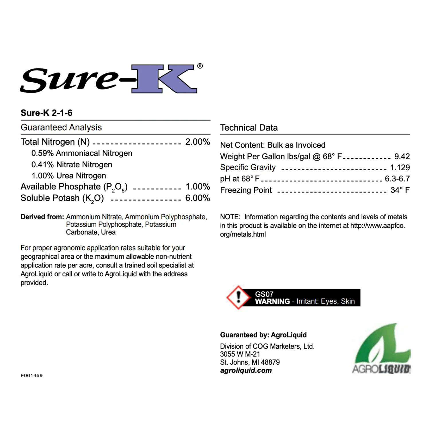AgroLiquidĀ® Sure-KĀ® 2-1-6 Fertilizer - BULK - Image 2