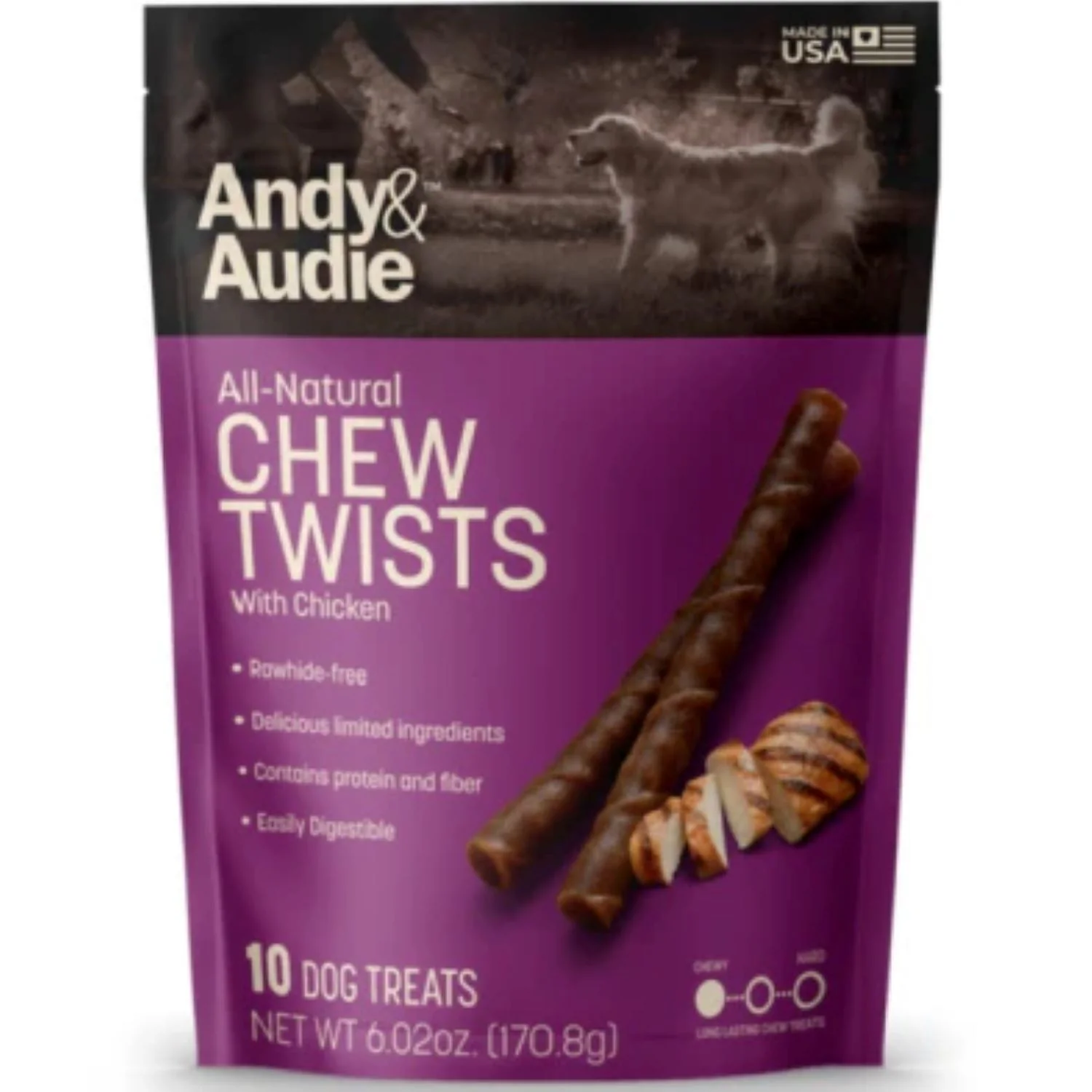 Andy & Audie All-Natural Long Lasting Chicken Twist Dog Treats