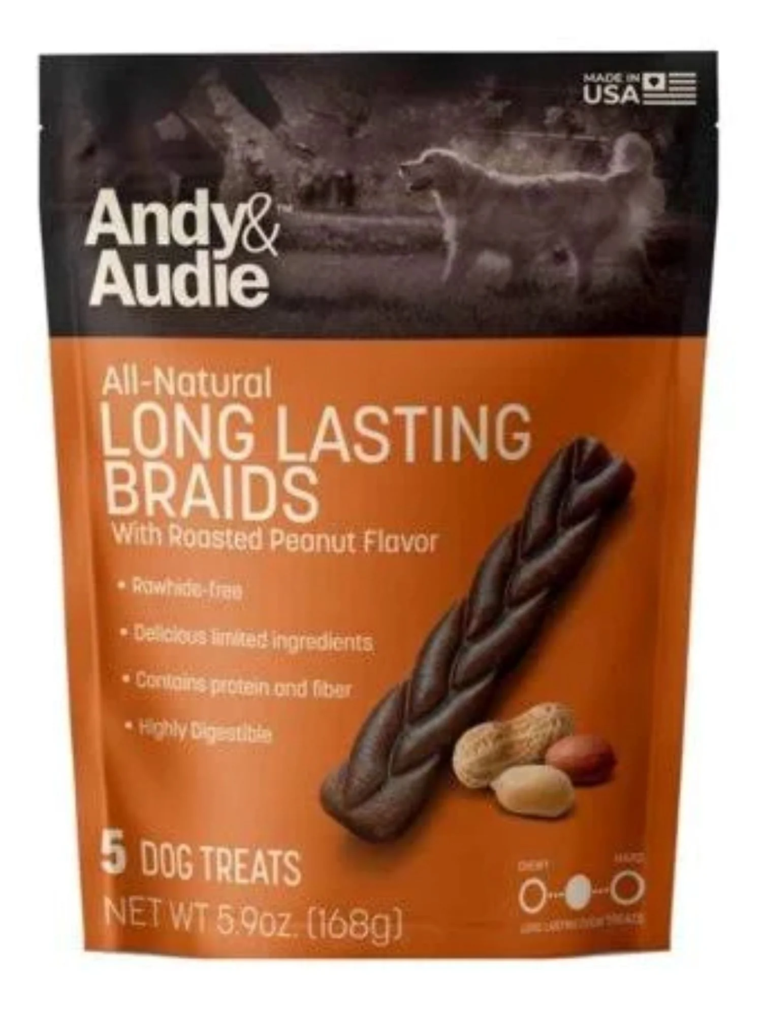 Andy & Audie All-Natural Long Lasting Peanut Braids Dog Treats
