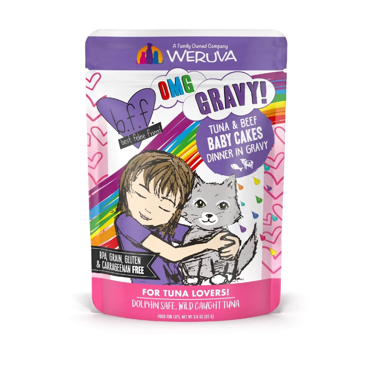 B.F.F. OMG Gravy Tuna & Beef Baby Cakes Wet Cat Food Pouch
