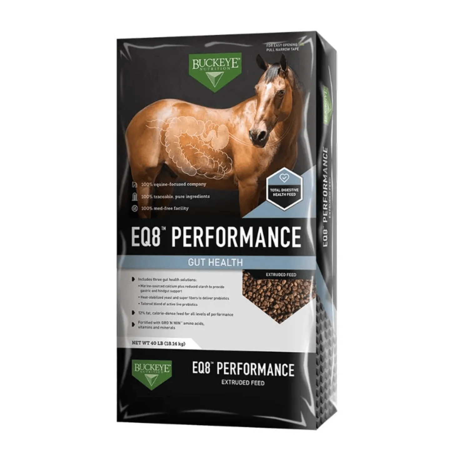 Buckeye Nutrition® EQ8® Gut Health Performance Horse Feed – 50 lb.