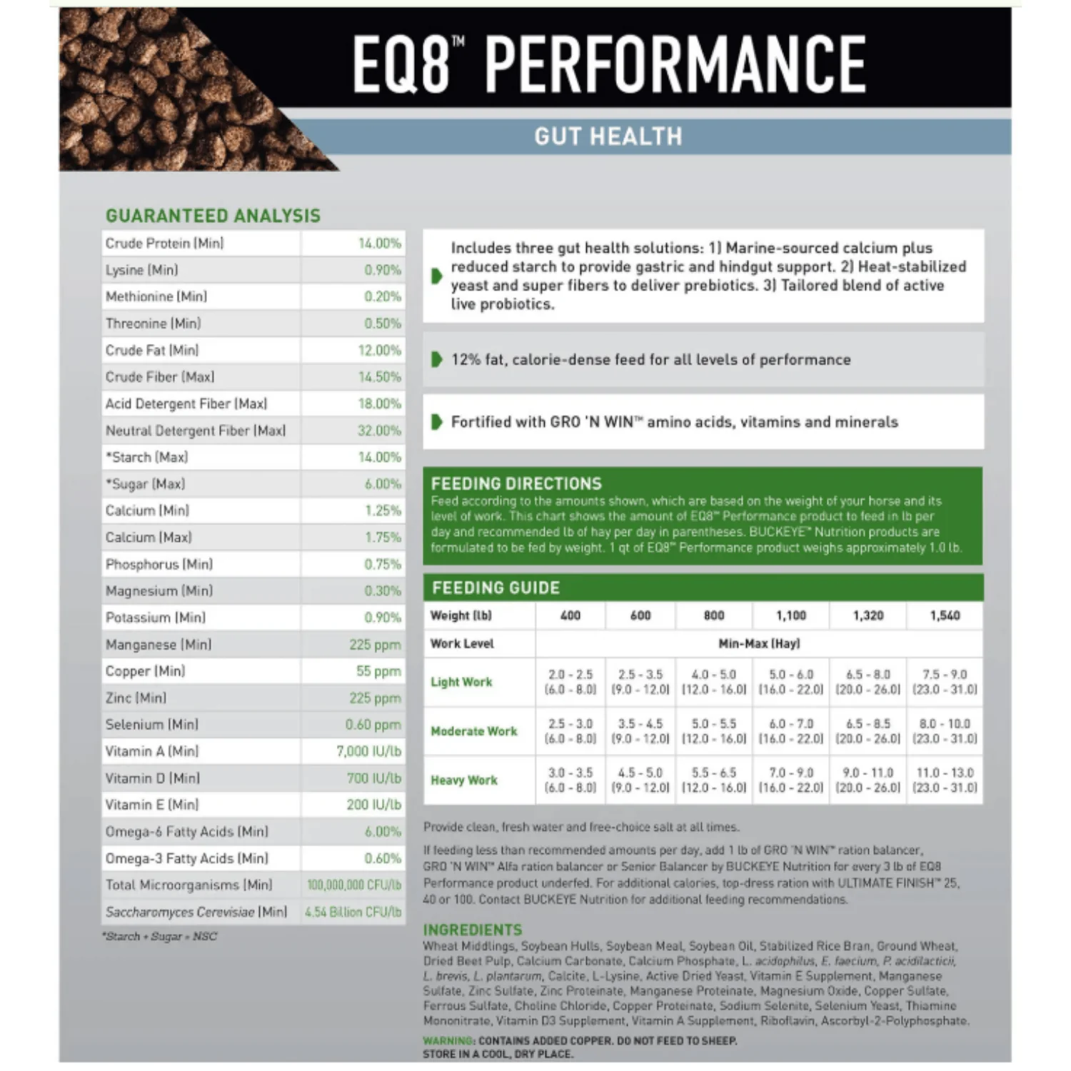 Buckeye Nutrition® EQ8® Gut Health Performance Horse Feed – 50 lb. - Image 3