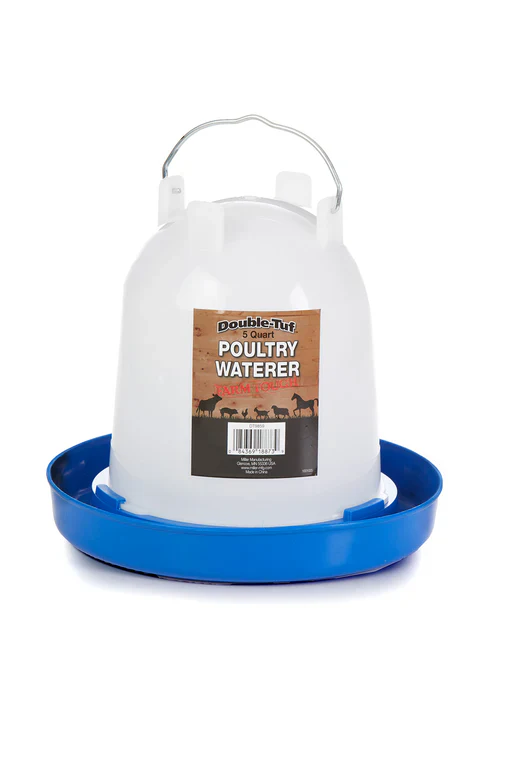 Double-Tuf Poultry Waterer with Legs – Blue/White (1.5 Qt.)