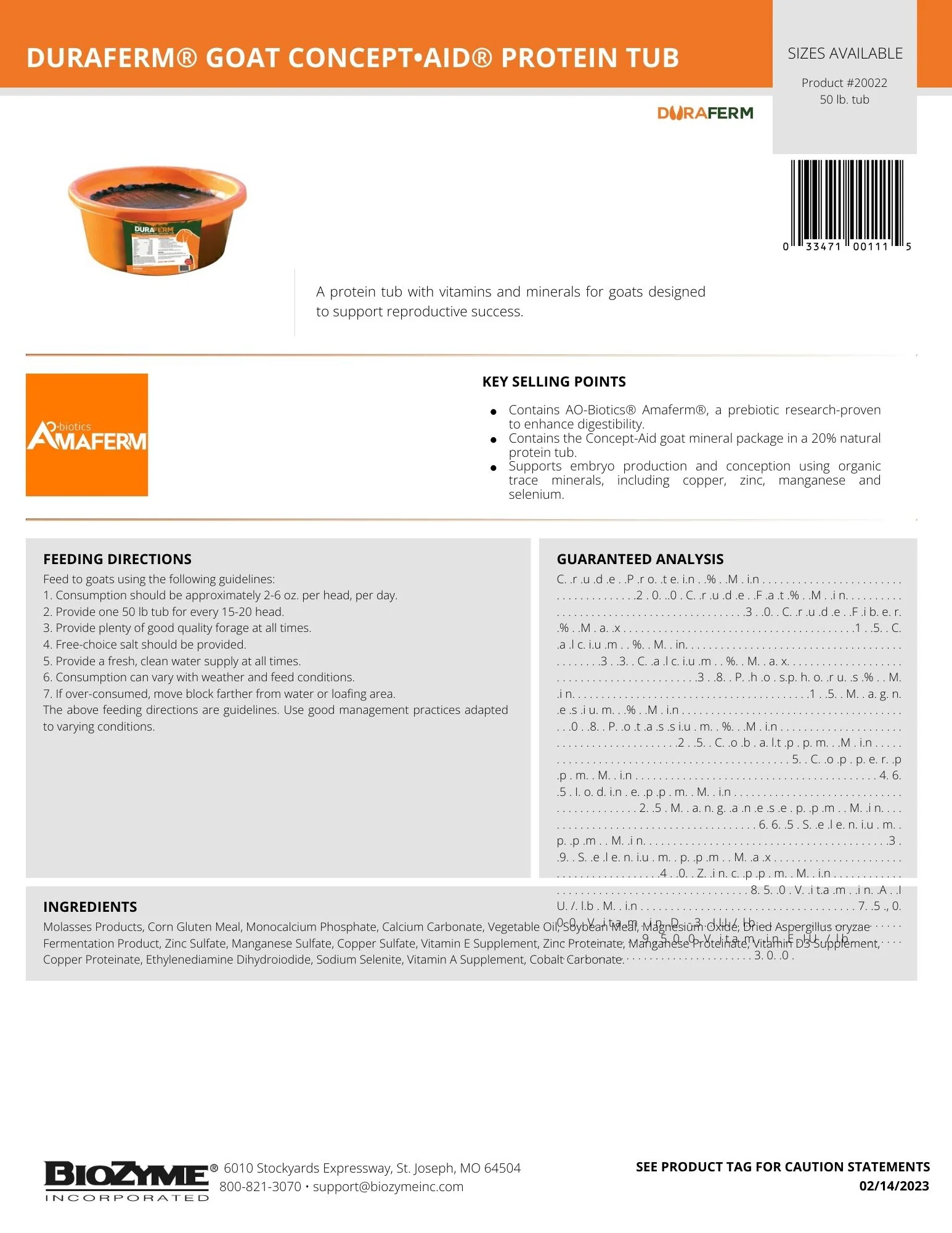 DuraFerm Goat Concept-Aid Protein Tub - Image 2