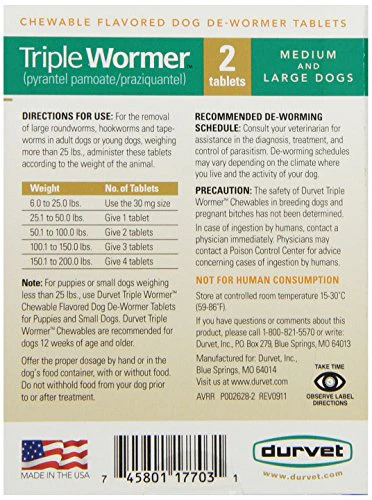 Durvet® Triple Wormer Chewable Tablets for Medium and Large Dogs - Image 2