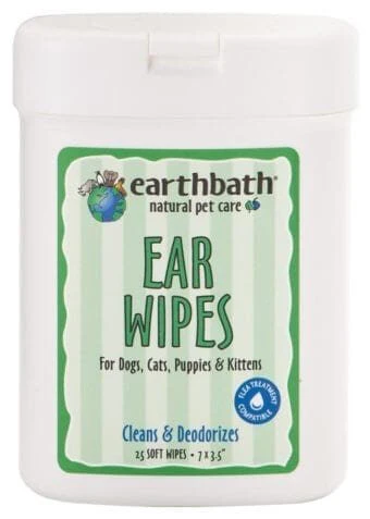 Earthbath® Ear Wipes for Dogs & Cats – 25 Count