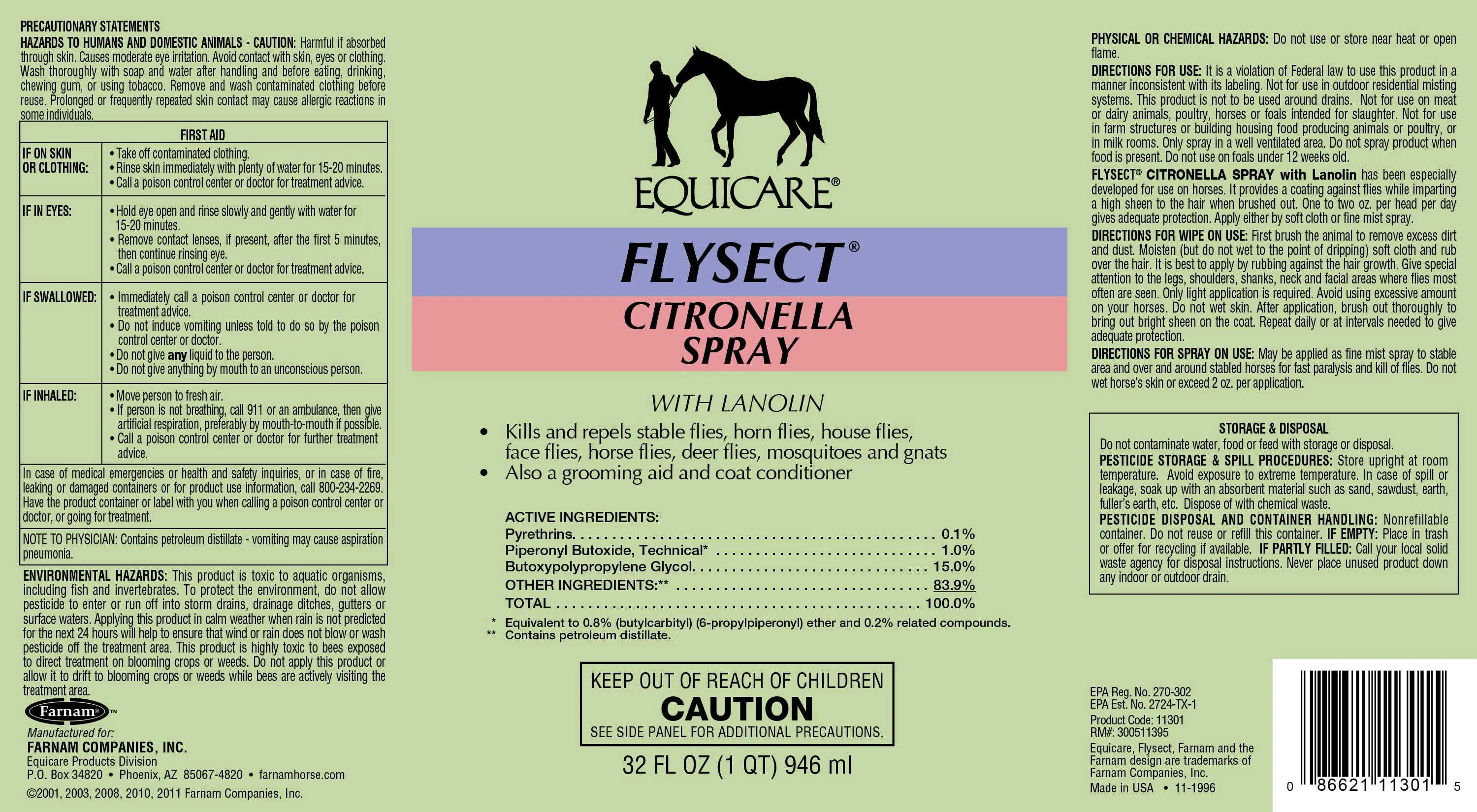 Equicare Flysect Citronella Spray with Lanolin - Image 3