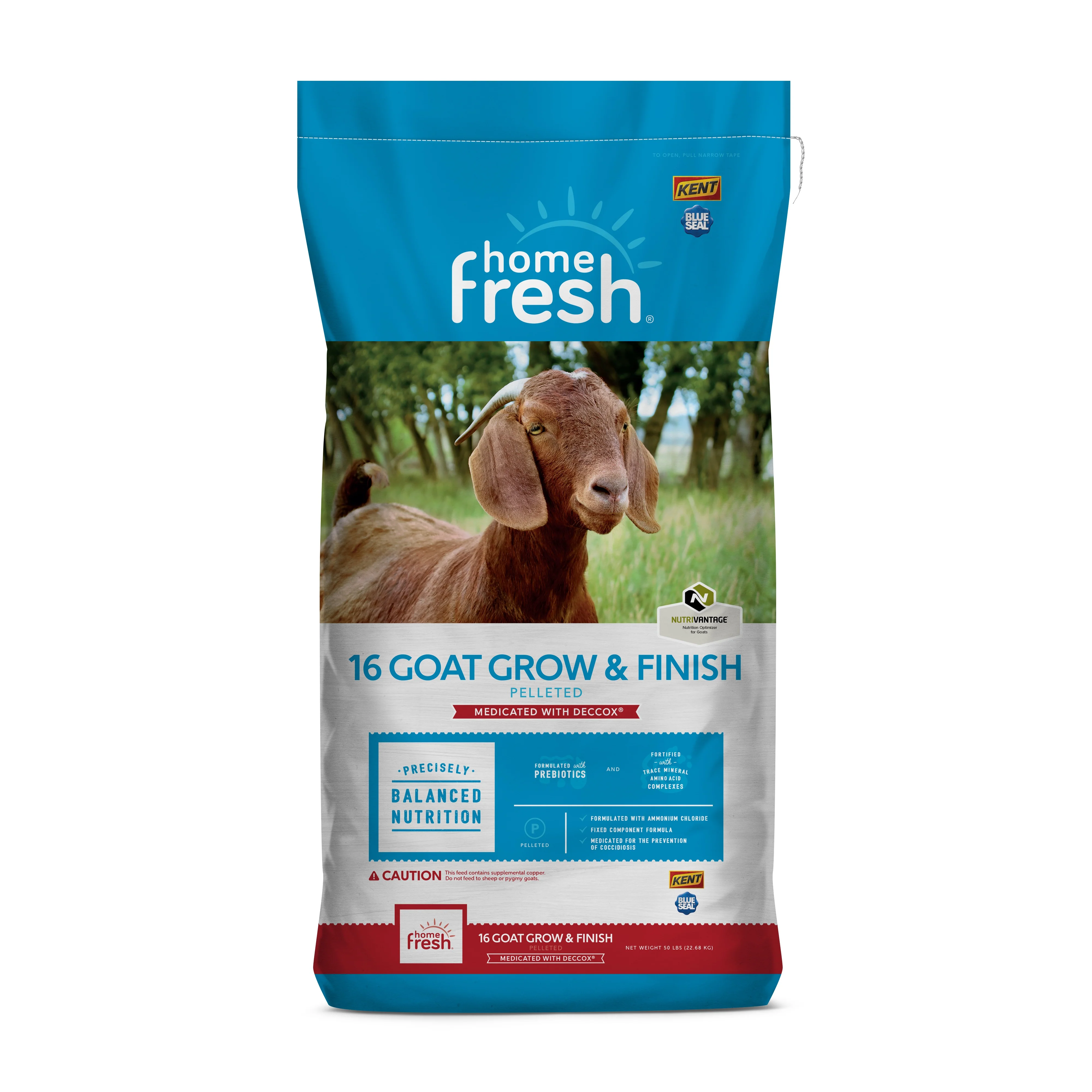 Kent Feeds Home Fresh Goat Grow & Finish 18DQ Medicated Pellet - 50 lb. Bag
