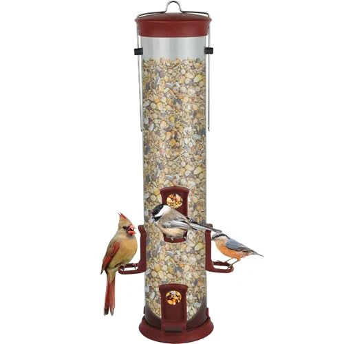 Nature's Way 2.1 Quart Plastic Tube Bird Feeder, Red