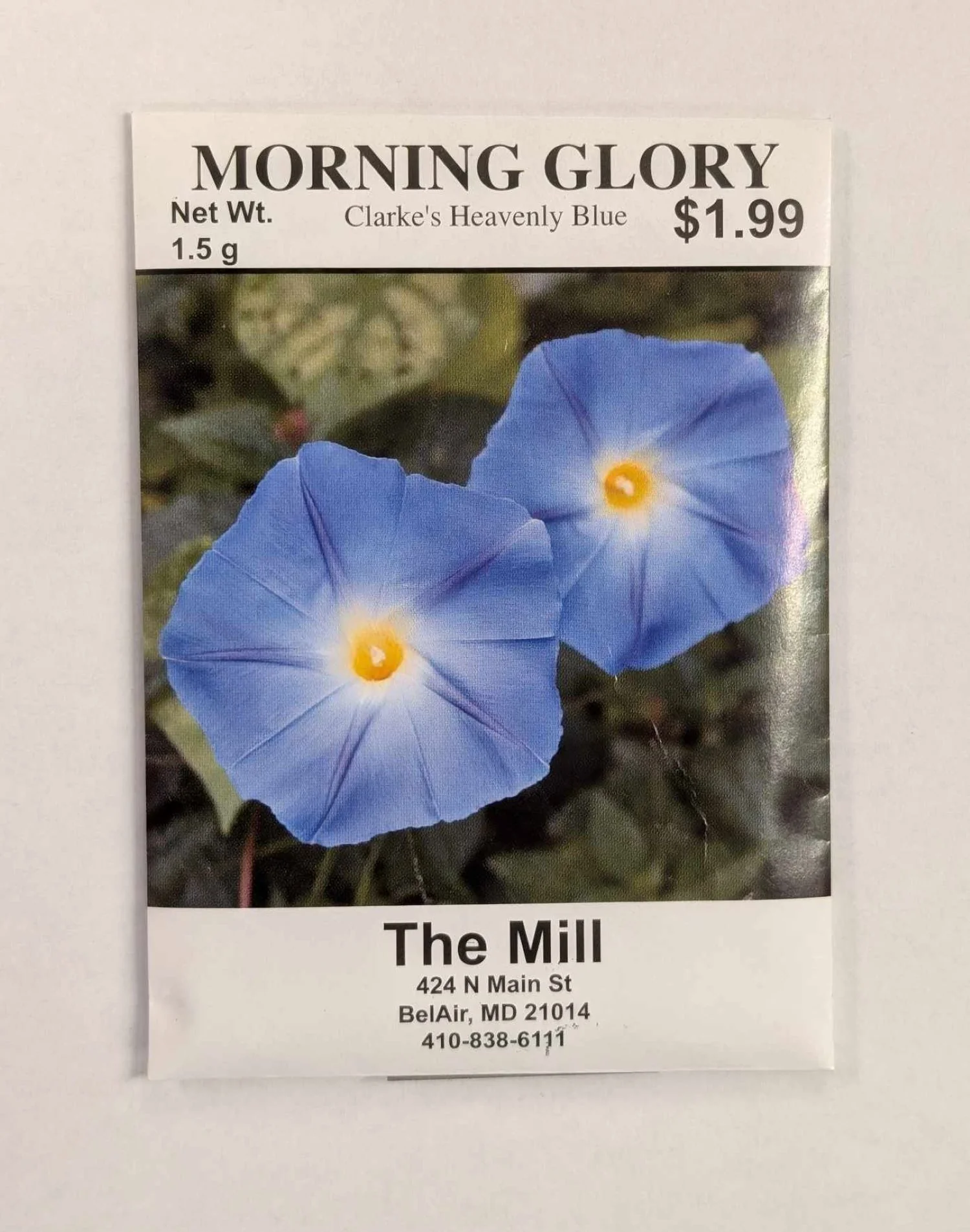 Morning Glory Clarke's Heavenly Blue Flower Seed Packet