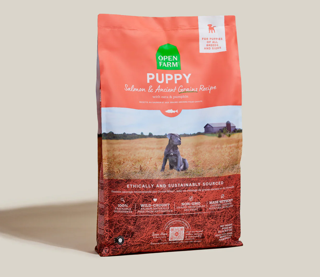 Open Farm Salmon & Ancient Grains Puppy Food 4lb.