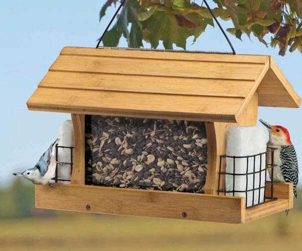 Premium Bamboo Ranch Bird Feeder with Suet