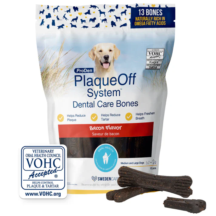 ProDen PlaqueOff® System Dental Care Bones – Bacon Flavor (13 Count Bag)