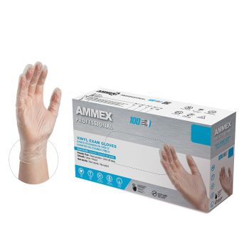 Professional Vinyl Exam Gloves – Powder-Free, Clear LG (100 Count)