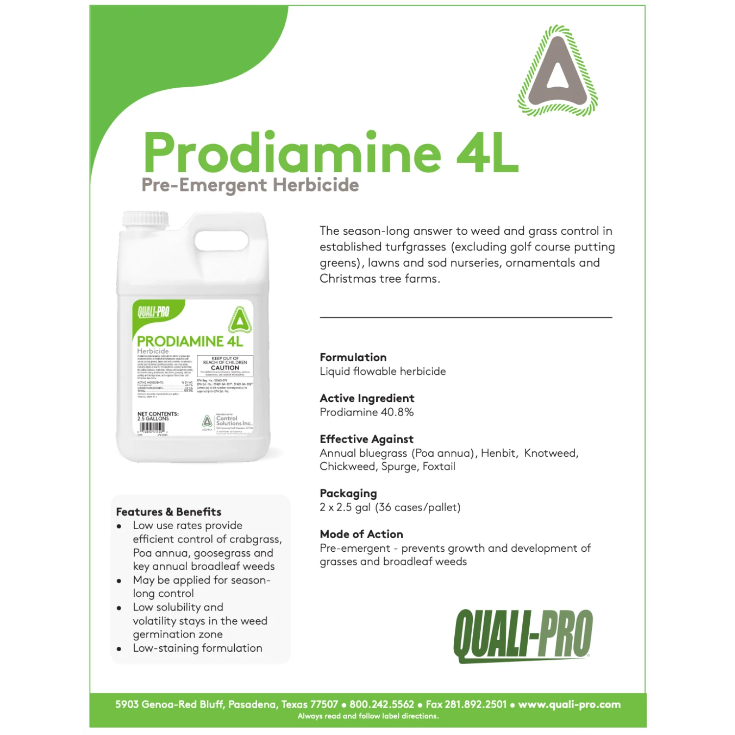 Quali-Pro® Prodiamine 4L Pre-Emergent Herbicide - Image 2
