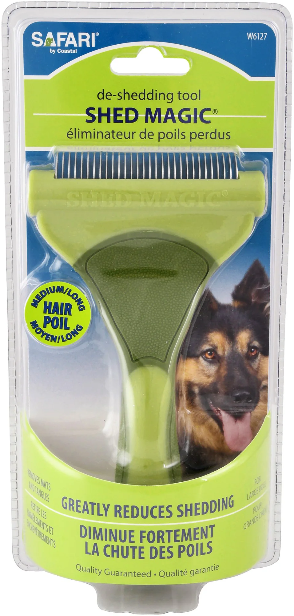 Safari® Shed Magic De-Shedding Tool for Dogs with Medium to Long Hair