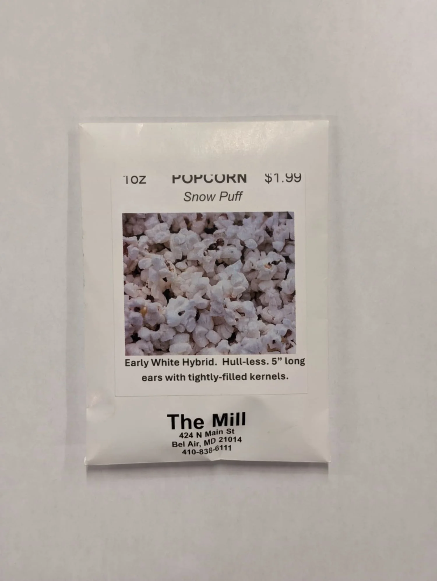 Snow Puff Popcorn Seed Packet