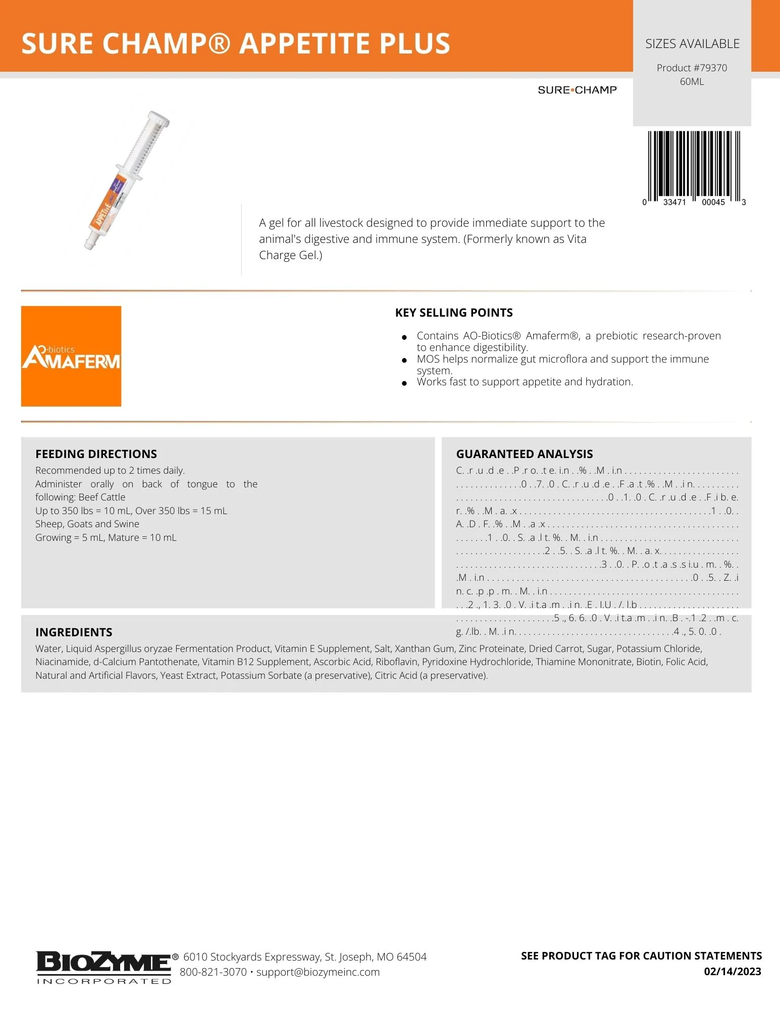 Sure Champ Appetite Plus Gel Show Feed Supplement - Image 2