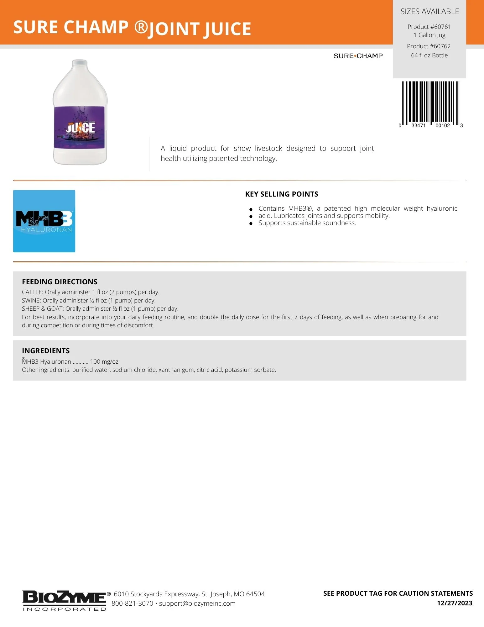 Sure Champ Joint Juice Show Feed Supplement - Image 2