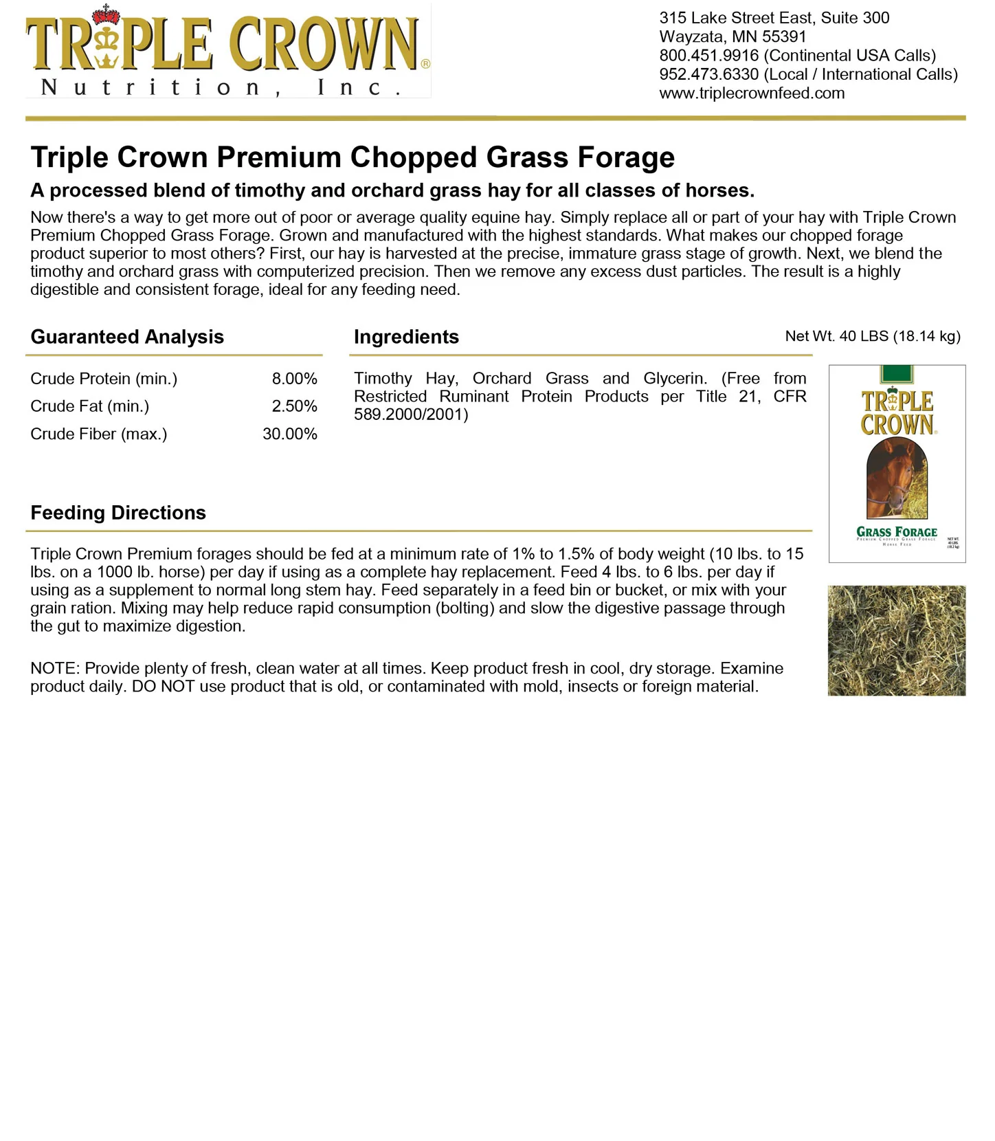 Triple Crown Premium Grass Forage Horse Feed - Image 3