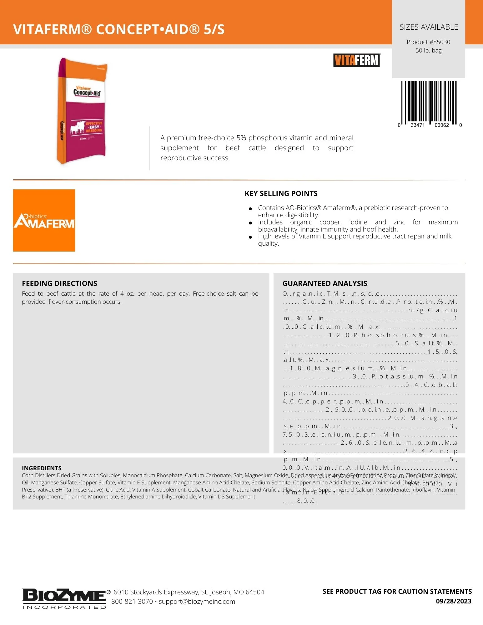 VitaFerm Concept-Aide 5S Cattle Mineral, 50 lb - Image 2