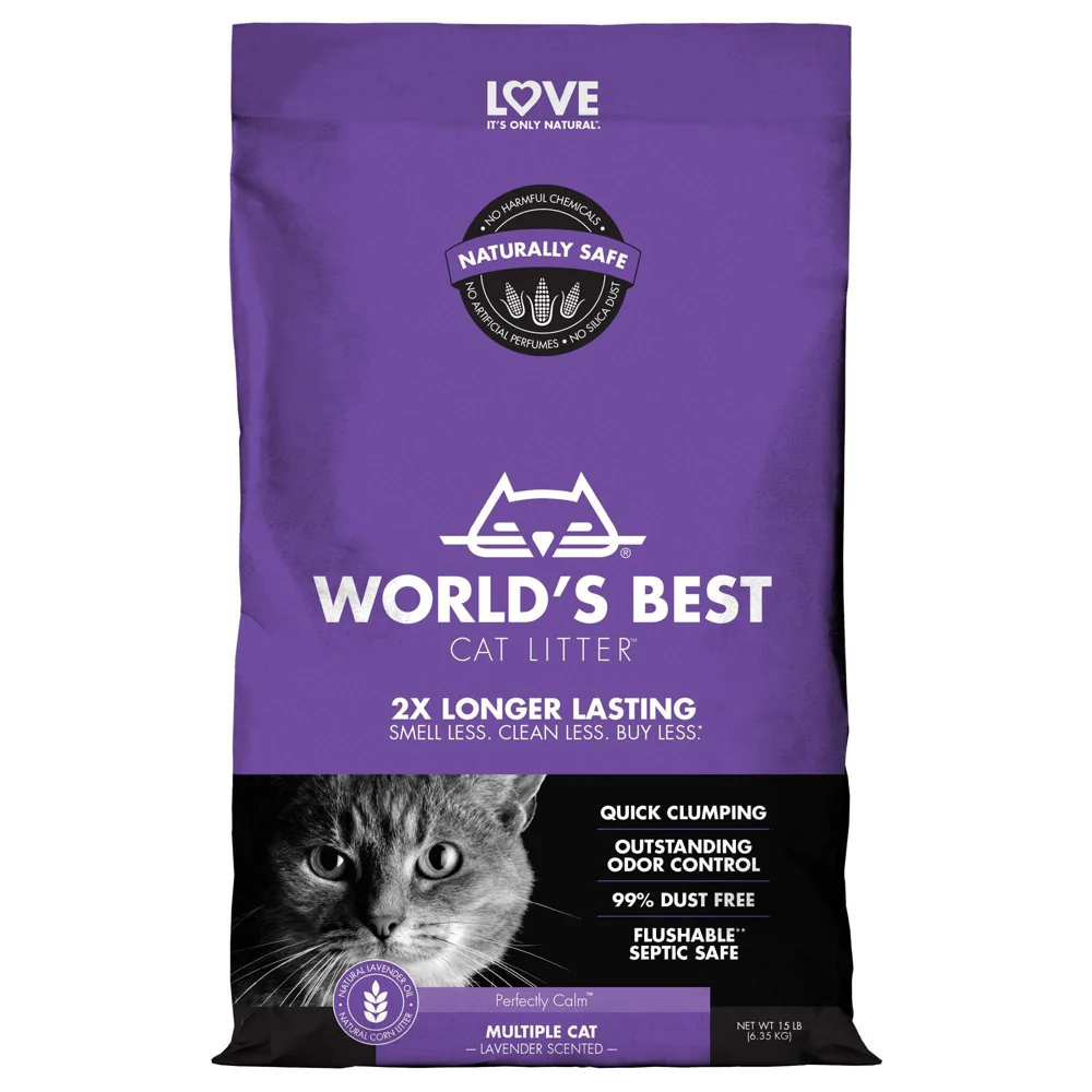 World’s Best Cat Litter® Lavender Scented Multiple Cat Clumping Litter – 15 lb